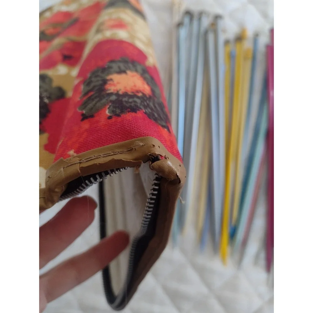 Vtg Knitting Needle Case Lot Of 23 Mixed Sz Craft Supply 70s 80s Floral